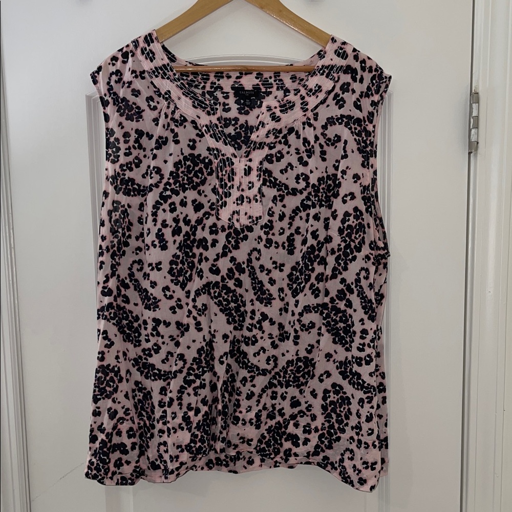 Pink and Black Print Sleeveless Top